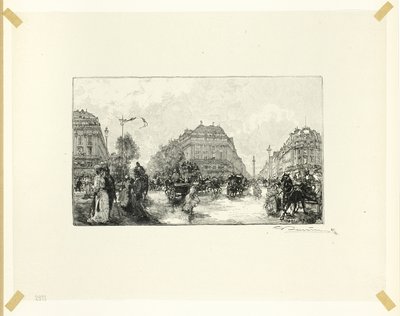 セーヌ河と大通りの長い道』より17枚目、オペラ座広場 作： Louis Auguste Lepère