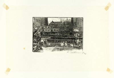 漆喰の荷降ろし、『セーヌ河と大通りの長い道』より3枚目 作： Louis Auguste Lepère