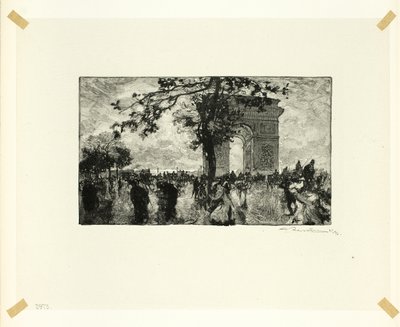 セーヌ河と大通りの長い道』より19枚目、エトワール広場、「ボワの道」へ戻る 作： Louis Auguste Lepère