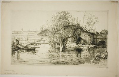 浸水した小屋 作： Louis Auguste Lepère