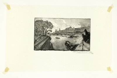 ポン＝ヌフから見たルーブル美術館（『セーヌ河と大通りの長い道』より、13枚目 作： Louis Auguste Lepère