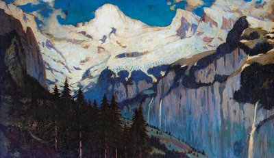 ヴェンゲンからの夕景（キャンバスに油彩） 作： Louis Augustus Sargent
