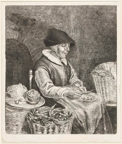 豆をつける老女（1780年、アムステルダム国立美術館蔵） 作： Louis Bernard Coclers