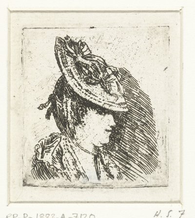 帽子をかぶった若い女性の頭部研究 作： Louis Bernard Coclers