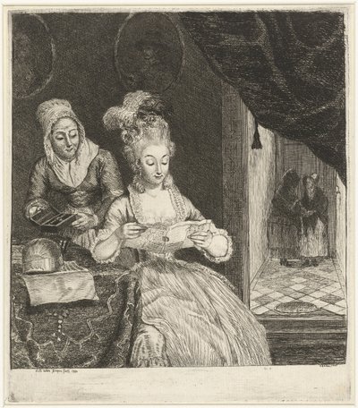 若い女性が手紙を読む 作： Louis Bernard Coclers