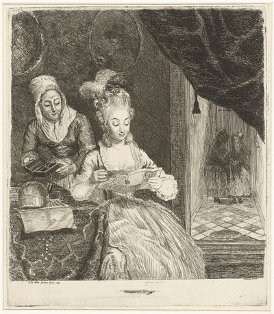 若い女性が手紙を読む 作： Louis Bernard Coclers