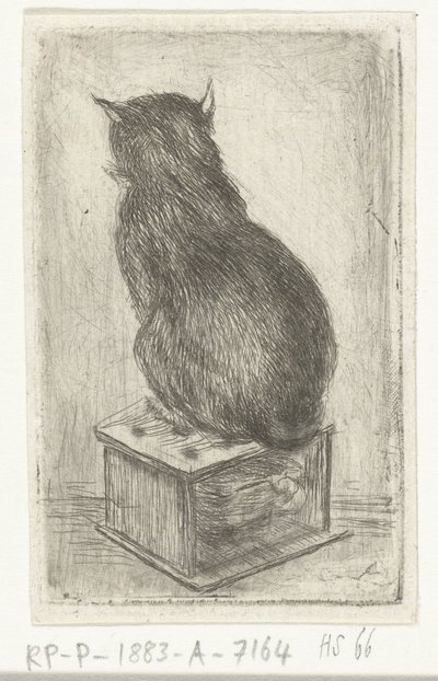 ストーブの上に座る猫 作： Louis Bernard Coclers