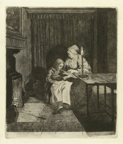 母は息子に教える 命令 作： Louis Bernard Coclers