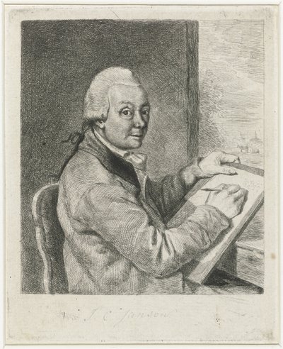 アーティストのヨハネス・ヤンソンの肖像画、ドローイング 作： Louis Bernard Coclers