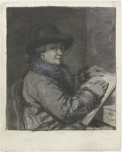 アーティストのヨハネス・ヤンソンの肖像画、ドローイング 作： Louis Bernard Coclers