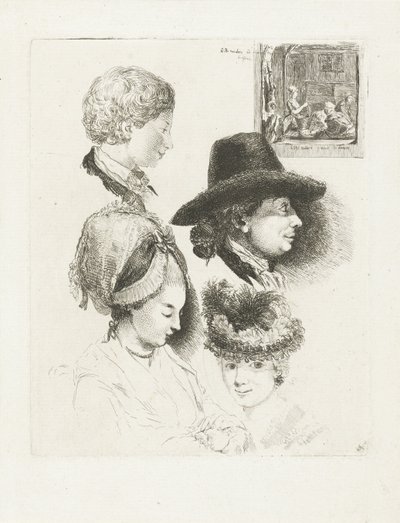 Louis Bernard Coclers と彼の家族の肖像画が入った学習シート 作： Louis Bernard Coclers