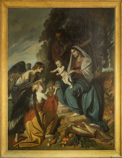 聖家族を養う天使。 サンス大聖堂の身廊、ルイ・ブーランジェ（1806-1867）によるキャンバスに油彩 作： Louis Boulanger