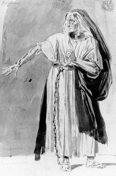 ヴィクトルユーゴー（1802-85）による「レバーグレイブ」の衣装デザイン、c。 1843 作： Louis Boulanger