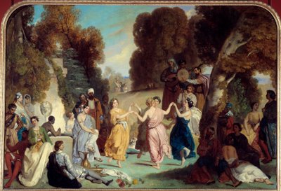 ミュゼの踊り」 ルイ・ブーランジェ（1806-1867）の絵画 1851年 日2.2x3.25 m パリ、カルナヴァレ博物館 作： Louis Boulanger