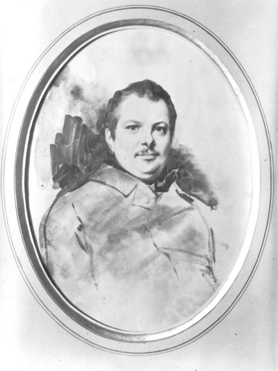 オノレ・ド・バルザックの肖像（1799-1850）1820年頃（紙にインクとウォッシュ） 作： Louis Boulanger