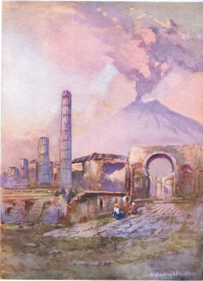 ポンペイ：遠くのベスビオ、ハチンソンから絵のようなヨーロッパ、ハチンソン＆ソン発行、1930年頃 作： Louis Burleigh Bruhl