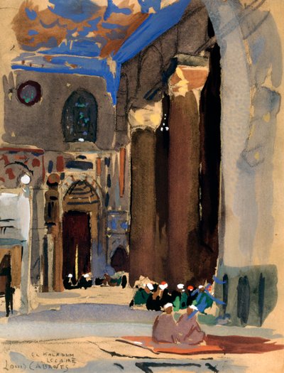 スルタンカラウンモスクの内部、カイロ、エジプト、1928 作： Louis Cabanes