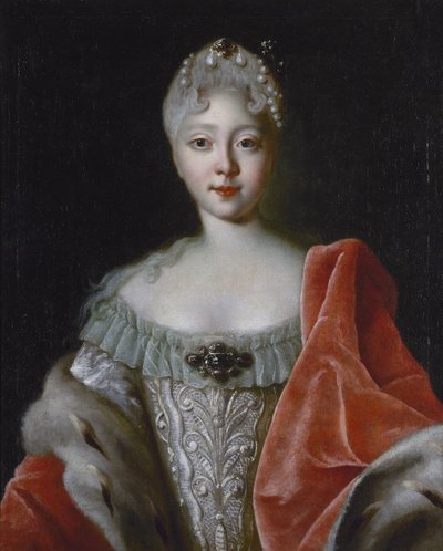 エリザベート・イレ（ロシア皇帝） - 大公妃エリザベート・ペトロヴナ（1709-1761）の肖像 par Caravaque, Louis (1684-1754).油彩・キャンバス、サイズ：78x63、1720年代末、サンクトペテルブルク、エルミタージュ美術館 作： Louis Caravaque