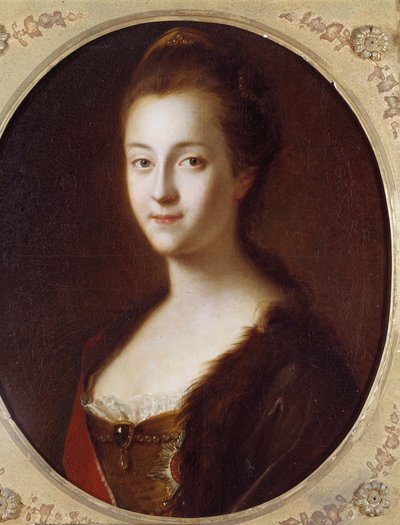 ロシア皇帝エカテリーナ2世（1729-1796）の肖像 ルイ・カラヴァーク（1684-1754）の絵画 18世紀。サンクトペテルブルク、ペテルホフ城 作： Louis Caravaque