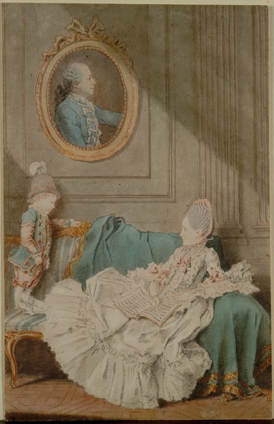 ミラン・デュ・ペルー夫人とその息子、ジェローム・ロベール・ミラン・デュ・ペルー氏の肖像画 作： Louis Carmontelle
