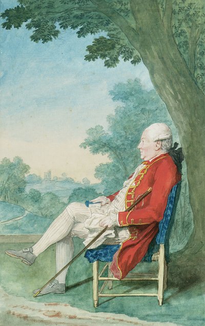 O "Flanagan氏は、公園の左側に横向きに座っています。1771年 作： Louis Carrogis