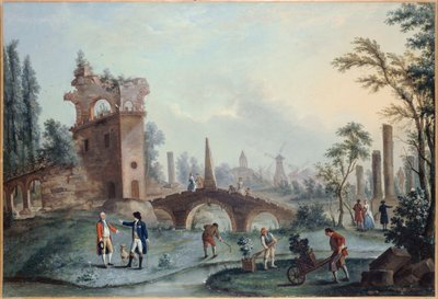 モンソー庭園の眺め、1778年頃（油彩・カンヴァス） 作： Louis Carrogis Carmontelle