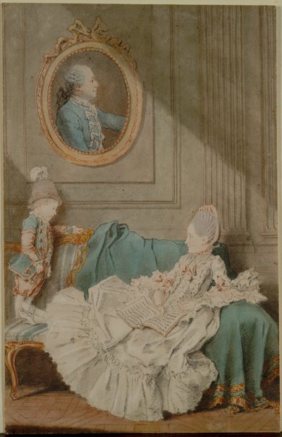 ミリン・デュ・ペルー夫人と息子、肖像画を描いた...、c。 1760。 作： Louis Carrogis dit Carmontelle