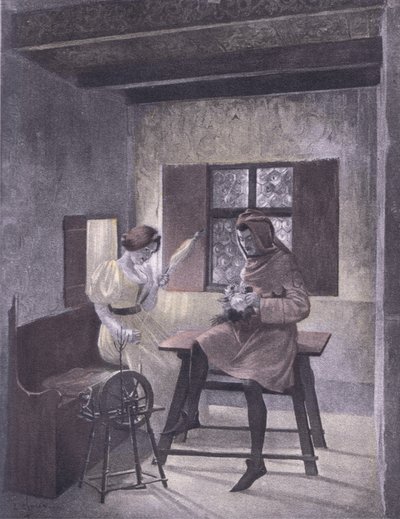 ボッカチオの『デカメロン』の挿絵、シモーナの回転（ナバラ社刊）1930年代（リトグラフ）。 作： Louis Chalon