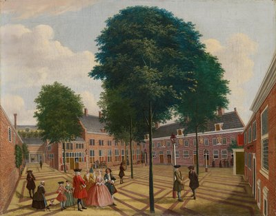 ハンセン病患者の家の中庭、1735 作： Louis Chalon