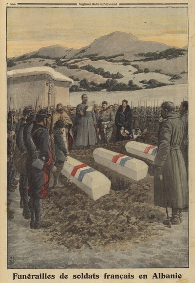 第一次世界大戦、セルビア撤退時にアルバニアで戦死したフランス兵の葬儀 作： Louis Charles (after) Bombled