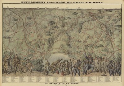 第一次世界大戦、フランス、ソンムの戦場の全景 作： Louis Charles (after) Bombled
