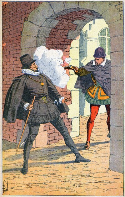 1584年にデルフトで行われたウィリアム1世の暗殺事件 作： Louis Charles Bombled