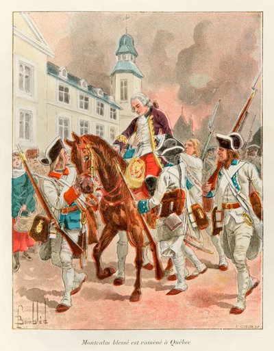 ボンブルド・ルイ（1862 - 1927）；モンカルム（1712-1759）のルイ・ジョセフ（Louis-Joseph）将軍は、9月13日のアブラハム平原の戦いの後、負傷してケベックに戻された。 作： Louis Charles Bombled