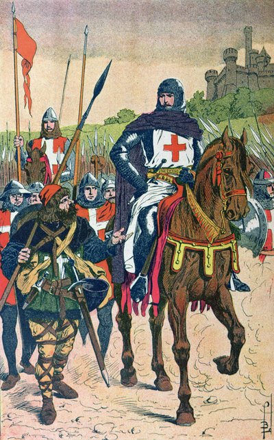十字軍へ向けて出発、ジュールミシュレの「フランスの歴史」からの挿絵（1798-1874）c.1900 作： Louis Charles Bombled