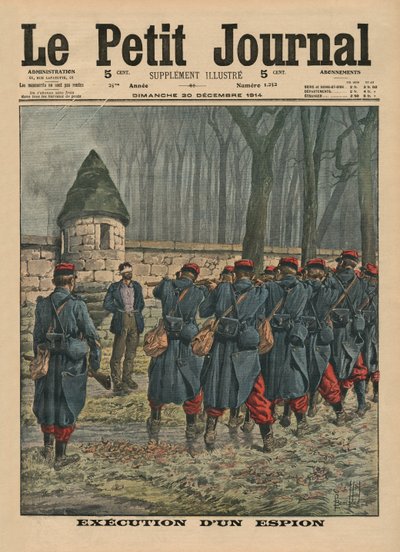 1914年12月20日、「ルプチジャーナル」の補足表紙スパイの表紙イラストの実行 作： Louis Charles Bombled