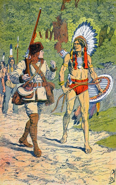 アメリカのインディアンとフランスのトラッパー 作： Louis Charles Bombled