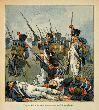 エマニュエル・ド・ラス・カース伯爵（1766-1842）の著書『聖ヘレネの記念』からボンブル・ルイ（1862-1927）が描いたイラスト。ワグラムの戦いにおけるグロニャー、個人蔵 作： Louis Charles Bombled