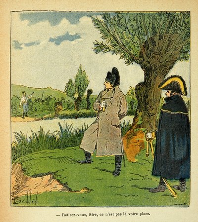 ボンブル・ルイ（1862-1927）が、エマニュエル・デ・ラスカセス伯爵（1766-1842）の著書「聖ヘレネの記念碑」から描いたもの。エスリングの戦いの最中のラウボ島で、ナポレオンが危険を冒しているときに、オーストリアの将校が皇帝に「ウィズドル」と呼びかけている。 作： Louis Charles Bombled