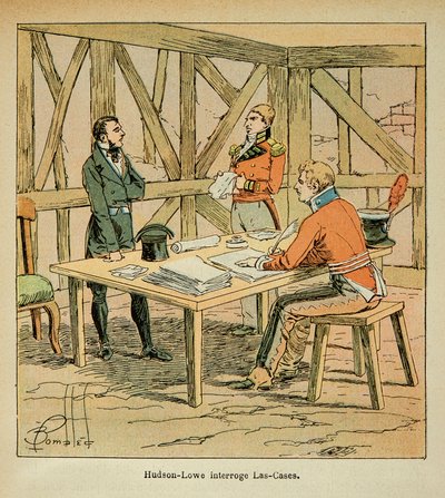 エマニュエル・ド・ラス・ケース伯爵（1766-1842）が描いたボンブル・ルイ（1862-1927）のイラスト。ハドソン・ロウ総督（1769-1844）の質問 ラス・ケース、個人蔵 作： Louis Charles Bombled