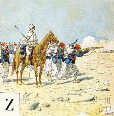 文字Z：Zouaves, "Je serai soldat" (Iwill be a soldier) - Military alphabet 作： Louis Charles Bombled