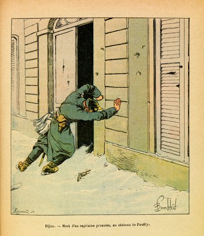 ルイ・ボンブルド（1862-1927）が描いた「グレネストことユージン・セルジュの東部軍」（独仏戦争、1870-1871年のキャンペーン）。プロイセン大尉のプイィ城での死、個人蔵 作： Louis Charles Bombled