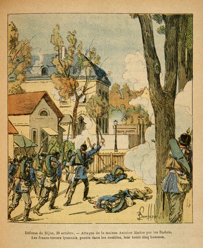 ルイ・ボンブルド（1862-1927）が描いた、グルネストと呼ばれるユージン・セルジュの東部軍（独仏戦争、1870-1871年のキャンペーン）。10月30日、ディジョンの防衛 作： Louis Charles Bombled