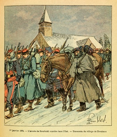 ルイ・ボンブルド（1862-1927）が描いた、グルネストと呼ばれるユージン・セルジュの東部軍（独仏戦争、1870-1871年のキャンペーン）。1月1日 作： Louis Charles Bombled