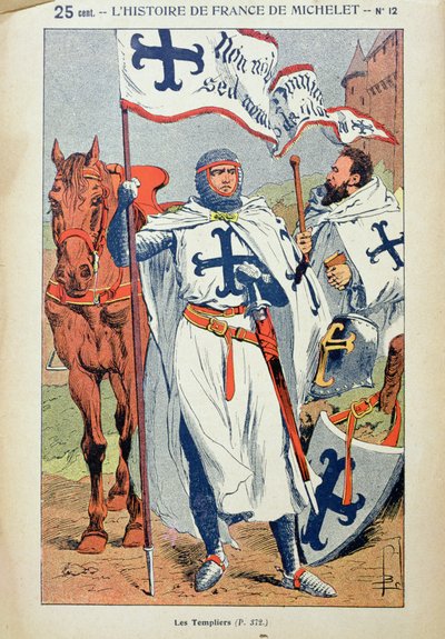 テンプル騎士団、ジュールミシュレ（1798-1874）による「歴史フランス」のイラストc.1900 作： Louis Charles Bombled