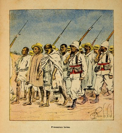 Henri Galli dit Galllichet (1854-1922)著、Louis Bombled (1862-1927)絵による「マダガスカルの戦争-1885-1895年のフランス遠征の逸話」：1895年のホヴァスの捕虜、個人蔵 作： Louis Charles Bombled