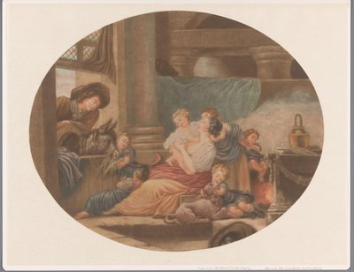 6 人の子供を持つ家族とインテリア ルルーズ フェコンディーテ 作： Louis Charles Gautier Dagoty