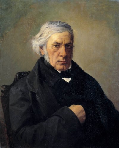 哲学者ヴィクトル・クーサン（1792-1867）の肖像 ルイ・クロード・ムショ（1830-1891）の絵画。19世紀の作品。薄暗い。0.73 x 0.60 m - 哲学者ヴィクトル・クーサン（1792-1867）の肖像。ルイ・クロード・ムショー（1830-1891）作の絵画。19世紀。0.73 x 作： Louis Claude Mouchot