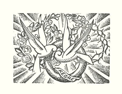 ギュスターヴ・フローベール作『ボヴァリー夫人』のタイトルイラスト（木版画） 作： Louis Claudel