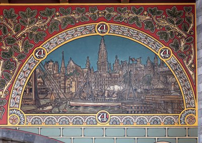 Edifício da estação ferroviária (Sint-Pietersstation). Interior. 1912. O hall de entrada. 作： Louis Cloquet