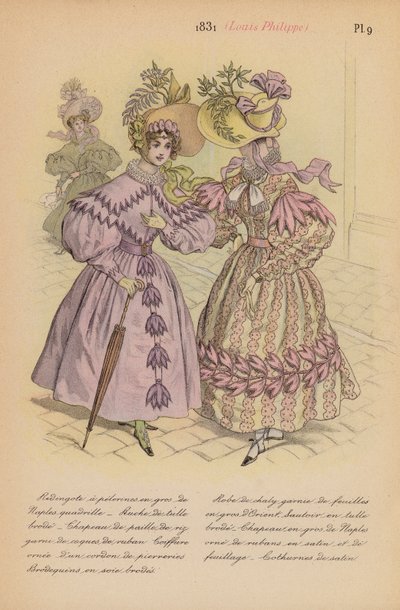 フランスのファッション：1831年、ルイ・フィリップ（カラーリトグラフ） 作： Louis Colas